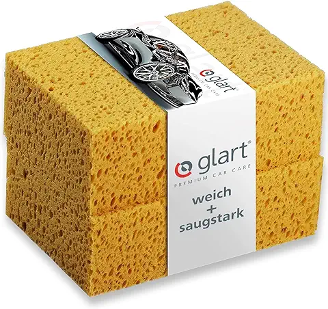 Glart 44WSN Pack de dos Esponjas de Lavado Naturales, Amarillo, 18 x 12 x 6 cm, Set de 2  