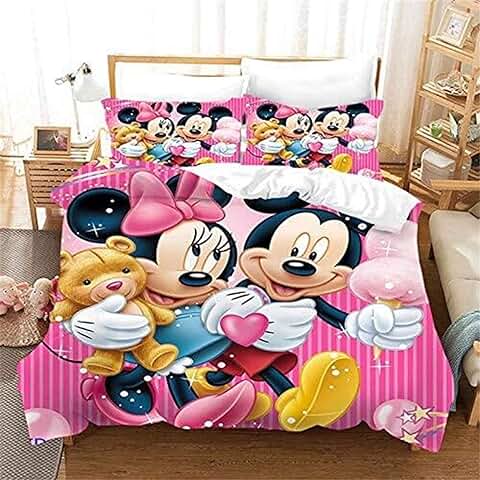 Goplnma - Ropa de Cama Mouse - Funda Nórdica Mouse-Niños con Funda de Almohada 3D Impresión Digital Microfibra - Multicolor (135 x 200 cm), 1  