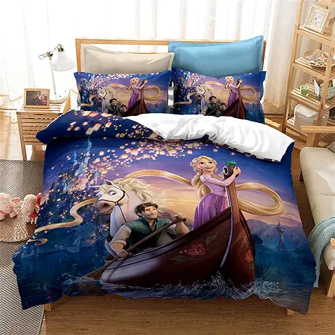 Goplnma - Ropa de Cama Princess, Elsa Impresión 3D, Ropa de Cama Infantil Rapunzel, Funda Nórdica Snow White, Microfibra, con Funda de Almohada (140 x 210 cm, 6)  