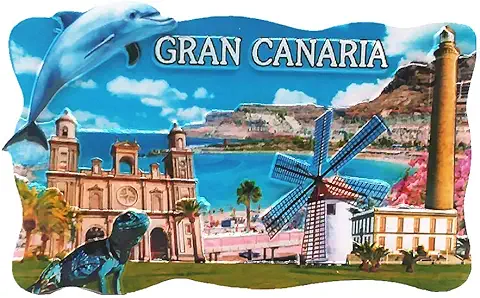 Gran Canaria Island España 3D Imán de Nevera Turístico Recuerdo Regalo Colección Hogar y Cocina Decoración Etiqueta Magnética España Refrigerador Imán  