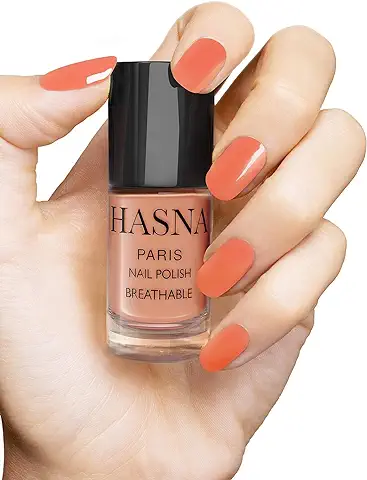 HASNA Paris - Esmalte de Uñas Halal - Amigable con el Medio Ambiente - Brillo y Permeable - Fácil de Aplicar - 6ml (CORAL)  