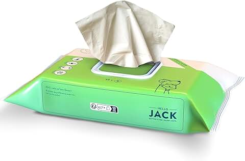 Hello Jack Toallitas Perro y Gatos Naturales - Toallitas para Higiene de Perros con Aloe Vera, Hipoalergénicas - Limpieza para Patas, Nariz, Ojos y Orejas  