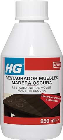 HG Restaurador de Muebles de Madera Oscura, Limpia y Elimina Marcas, Manchas, Anillos y Arañazos de Superficies de Madera, Restaura las Zonas Desgastadas y Envejecidas - 250ml (410030130)  