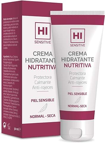 HI Sensitive | Crema Hidratante Nutritiva | Crema Facial Antioxidante y Calmante con Manteca de Karité | Hidratación Diaria para las Pieles Sensibles | Cara, Cuello y Escote  