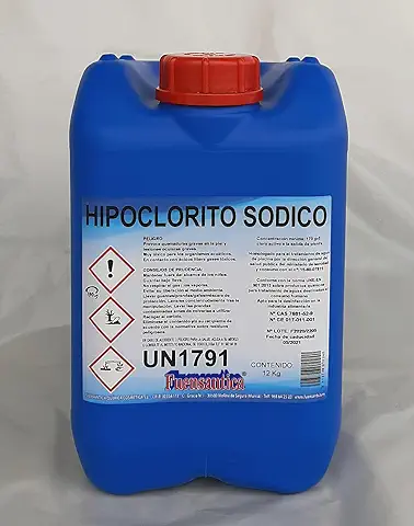 Hipoclorito Sódico Piscinas/Cloro Liquido 14% 12 Kg.  