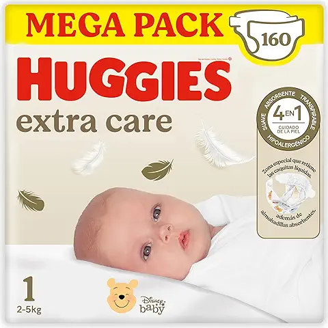 Huggies Newborn Disney Pañales Recién Nacido Talla 1 (2-5 kg) – 160 Pañales  
