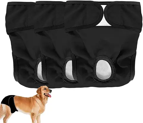 Hundewindeln Pañales Reutilizables Lavables para Perros, Pañales Sanitarios para Mascotas, Altamente Absorbentes,ecológicos Bragas Higiénica para Perras en Celo (Negro, L)  