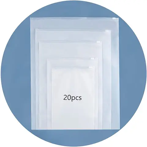 HVDHYY Bolsa de Plástico 20PCS con Doble cara Bolsa de Cremallera Impermeable Transparente Bolsa de ropa (20cm * 28cm)