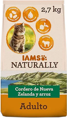 IAMS Naturally - Comida seca para Gatos Adultos con Cordero y Arroz de Nueva Zelanda, 2,7 kg  