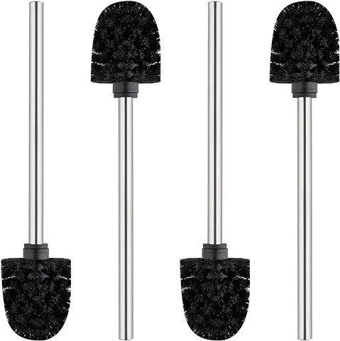 Ibergrif M34155 Escobillas de Baño de Repuesto con Mango de Acero Inoxidable, Cepillo para Inodoro 4 pcs, 8 x 36 x 8 cm, Negro  