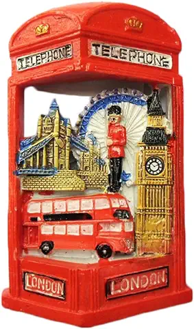 Imán 3D para Nevera, Diseño de Cabina de Teléfono con Texto en Inglés en Inglés, Recuerdo de Viaje, Decoración para el Hogar y la Cocina, Regalo de Promoción  