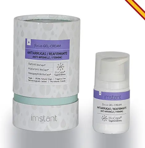 IMSTANT Focus Gel-Crema Antiarrugas Reafirmante. Tratamiento Facial en Textura Ligera con Retinal, Hialurónico y Hexapéptidos. Reduce Arrugas, Líneas de Expresión e Hidrata. Para Pieles Maduras. 50 ml  