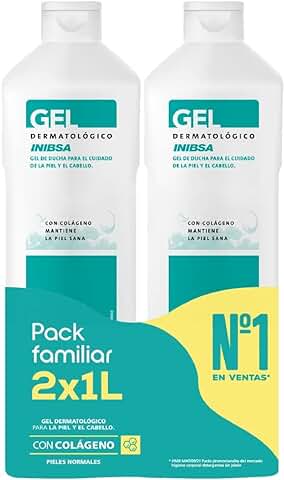 INIBSA Gel de Baño Dermatológico,Para El Cuidado De La Piel Y El Cabello, Ahorro Pack Dermatológico, 2 L (Paquete de 2 x 1 L)  