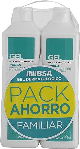 Inibsa Geles - Gel Dermatológico 1000 ml, Gel de Ducha para el Cuidado de la piel y el Cabello, Ahorro Pack Dermatologico, 4 Unidades (4 x 1000ml)  