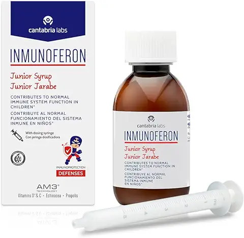 Inmunoferon Junior Jarabe - Complemento Alimenticio, Refuerza el Sistema Inmunológico, Ayuda a las Defensas, Sin Gluten, Sin Lactosa ni Proteína de Leche de Vaca, 150ml  