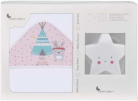 Interbaby - Capa de Baño tipi oso Blanco rosa con Lámpara Estrella, Unisex  