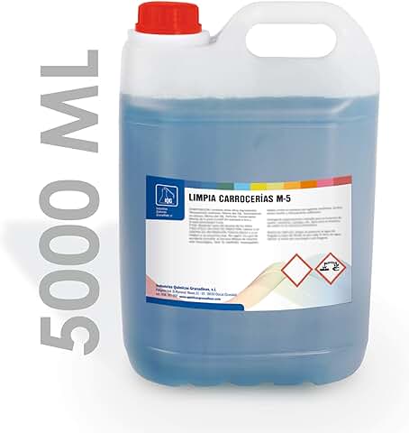 IQG Champú Limpiador de Coches M-5, Indicado para la Limpieza y Desengrase de Carrocerías de Coches, Camiones, Autobuses, Motos, Toldos, Lonas, etc. 5L.  