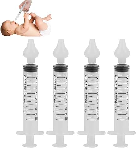 Irrigador Nasal Infantil para Bebés con Jeringas, Limpiador Nasal Seguro de Alta Calidad con Punta de Succión Nasal de Silicona Reutilizable Y Limpiable (4 Pcs)  