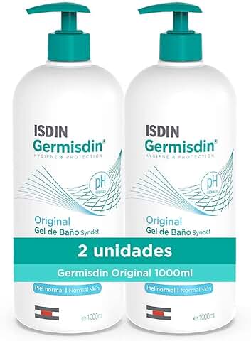 ISDIN Germisdin Original Higiene Corporal de Uso Diario. Gel de Baño Syndet. Pack de 2 Unidades de 1000ml  