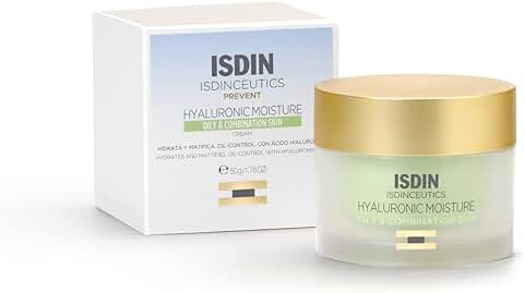 ISDIN ISDINCEUTICS Hyaluronic Moisture Oily and Combination Skin, Crema Facial Hidratante de Textura Ligera con Ácido Hialurónico Específica para Piel Grasa y Piel Mixta, 50ml  