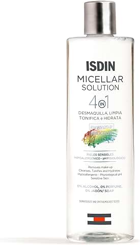 ISDIN Micellar Solution 4 en 1 Agua Micelar, Limpia, Desmaquilla, Hidrata y Tonifica, 400ml  