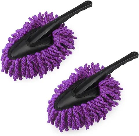 JNNJ 2 Piezas Auto Duster, Cepillo De Cera para Coche, Microfiber Duster, Plumero Lavable para Limpieza Coche, Suministros De Limpieza De Coche para Bicicleta, RV, Barcos O Uso Doméstico(Morado)  