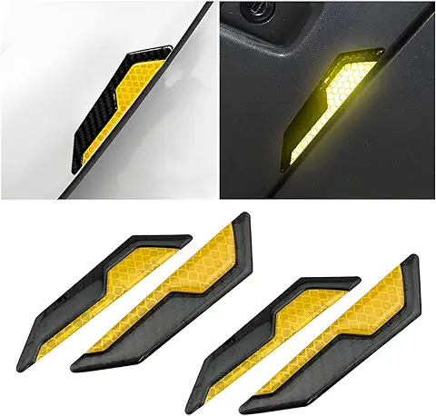 JNNJ 4 Piezas Tira Anticolisión para Coche, Tira Protección Parachoques Reflectante, Fibra De Carbono De La Puerta del Coche Edge Guard, Accesorios Exteriores Anti-Frote para Auto, Camión(Amarillo)  