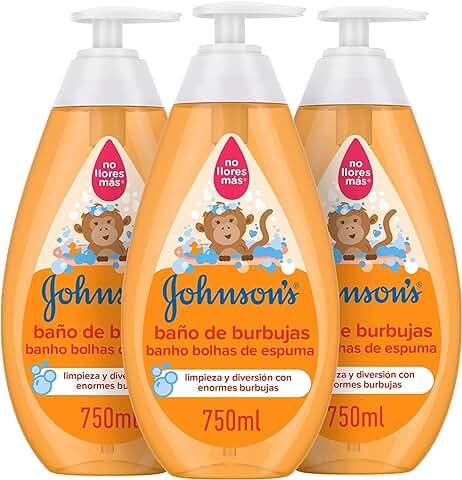 Johnson's Baby Baño de Burbujas para Niños, Formulado para la piel Delicada de los Bebés - 3 x 750ml  