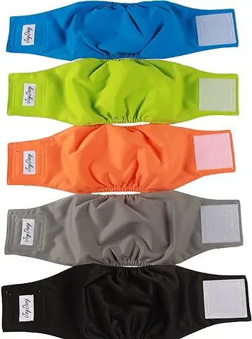 JoyDaog - Bandas Reutilizables para el Vientre para Perros, 5 Unidades, Lavables, Pañales para Perros, Pañales para Cachorros  