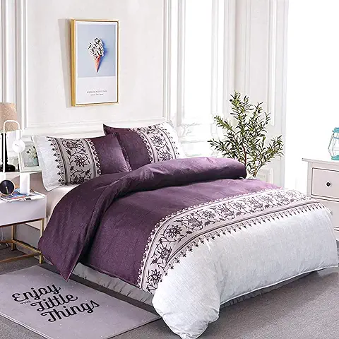 Juego de cama de Funda de Edredón Reversible con Estampado Púrpura  