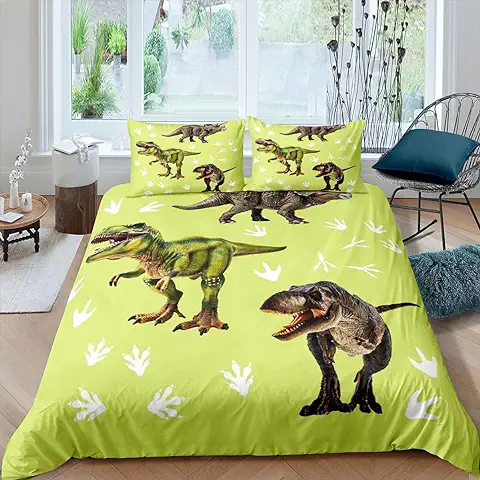 Juego de Funda de Edredón de Dinosaurio, Juego de ropa de cama de Dinosaurio 3D, Diseño de Animales Botánicos, Juego de Camas con Estampado de Dinosaurios para Niños, Adolescentes, Decoración de dorm  