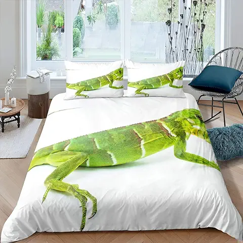 - Juego de Ropa de Cama de Insectos Tropicales,Funda de Edredón Niños de Animales Verdes,de Flores,2 Unidades  