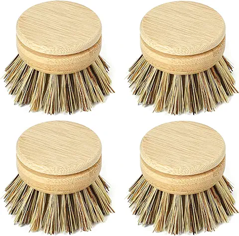 Jungle Culture Cabezales de Cepillo de Repuesto para Cepillos Ecológicos • Cabezales de Cepillo de Cocina de Madera Paquete de 4 • Recambios de Cerdas Intercambiables • Limpiadores de Platos  