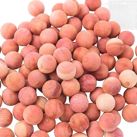 KAHEIGN 50 Pcs Madera De Cedro Bolas Repelentes De Polillas, Aromático 100% Natural Cedro Rojo Bloques De Madera Anti Polilla Protector De Ropa De Almacenamiento Ambientador Armarios Cajones  