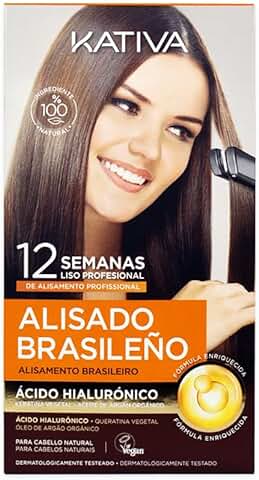 Kativa Kit Alisado Brasileño - Nueva Fórmula con ácido Hialurónico - Tratamiento Alisado Profesional en casa - Hasta 12 Semanas de Duración - Alisado Keratina - Fórmula Vegana - Fácil de Aplicar  