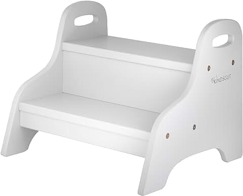 Kindsgut Taburete de Madera con 2 Peldaños, Ideal para Niños, Materiales Respetuosos con el Medio Ambiente, Gris Perla  