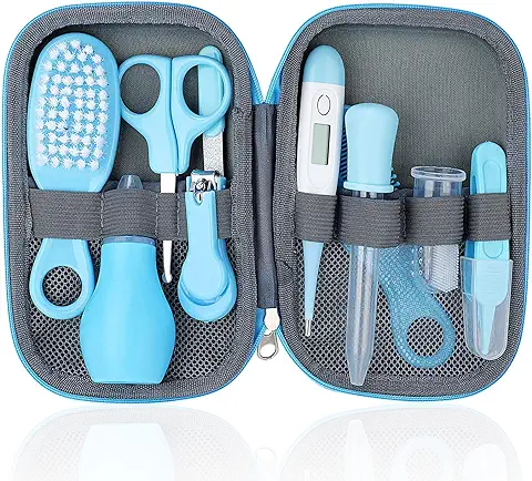 Kit de Aseo para Bebés, 10 Piezas Accesorios para Cuidado de Salud del Recién Nacido, Juego Portátil para Cuidado de Salud del Bebé con Cepillo para Cabello, Peine, Cortaúñas  