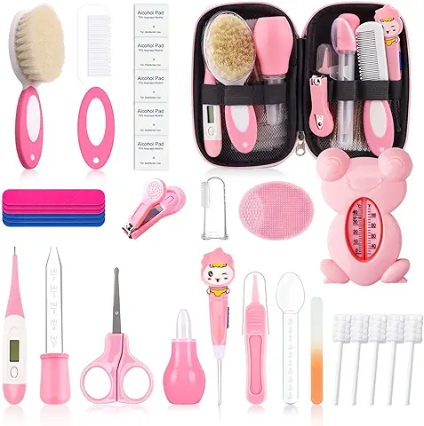Kit de Cuidado de la Salud y aseo para Bebés Recién Nacidos, kit de Cuidado de Bebé de 18 Piezas, Juego de Cuidado de la Salud de la Guardería Recién Nacida, Productos para el Cuidado del Bebé (rosa)  