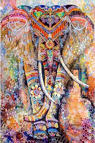 Kit de Pintura de Diamantes 5D DIY, Elefante Pintura de Diamantes con Strass Bordado en Punto de Cruz, kits de Pintura por Números para Adultos y Niños, Decoración Mural para el Hogar, 30x40cm  