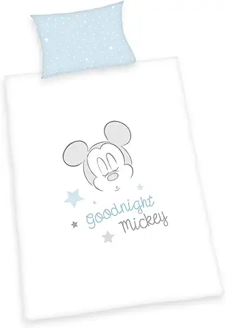 Klaus Herding GmbH Disney's Mickey Mouse Juego de Ropa de Cama, Algodón, Blanco/Azul, 40 x 60 cm, 100 x 135 cm  