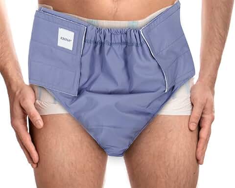 KMINA - Protector Pañal Adulto Reutilizable, Cobertor Pañal para Personas Mayores, Braga Sujeta Pañal Impermeable, Doble Protección para Incontinencia Adultos Ajustable - Made in Europe  