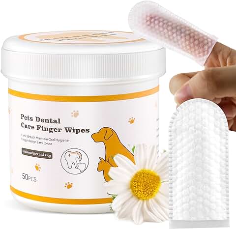 KUCKUCKI Toallitas Higiene para Perro y Gato, 50 Almohadillas de Limpieza de Dientes Naturales para Perros, Hipoalergénica Refresh Sin Alcohol Apto para Dientes Oídos Ojos  