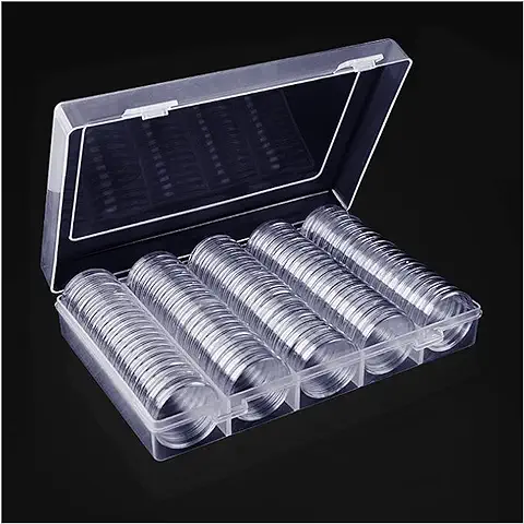 Kulannder 100 Piezas Cápsulas De Monedas, 30 mm Contenedor Almacenamiento de Caja de Plástico Conmemorativo con Caja Organizadora de Almacenamiento para Suministros de Recogida de Monedas.
