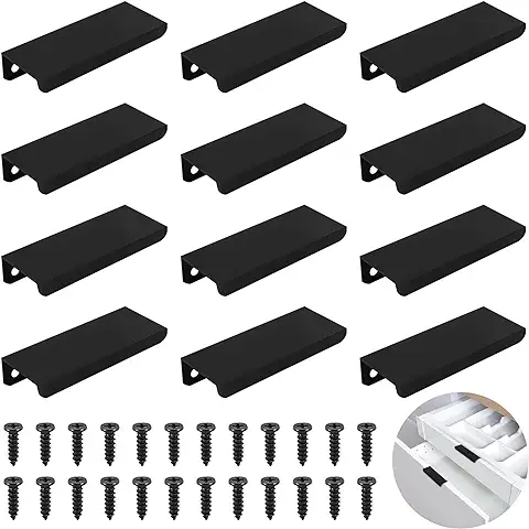 Kulannder 12 Piezas Tiradores Ocultos para Armario Tirador de Puerta Curvo de Cajón de 80 mm Tiradores de Muebles Ocultos de Aleación de Aluminio Tiradores de Muebles Ocultos con 24 Tornillos  