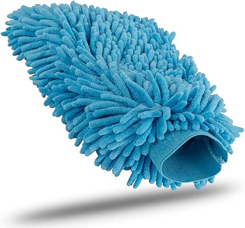 KUNSTIFY Guante de Lavado Accesorios para el Coche Paños de Microfibra Set de Limpieza del Coche Paño de Microfibra Set de Cuidado del Coche Paño de Nanofibra (Azul Claro)  