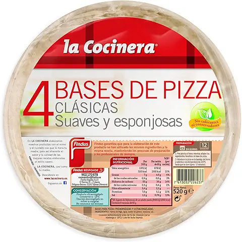 La Cocinera Base de Pizza, 4 x 130g (Congelado)  