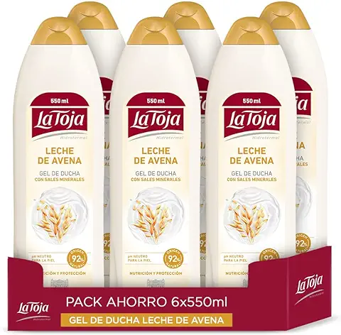 La Toja - Gel de Ducha Leche de Avena - pack de 6 de 550ml (3.300ml) - Aporta a Tu Piel el Cuidado y la Suavidad Que Necesita - Piel Nutrida y Protegida  