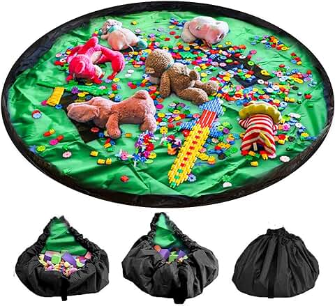 LandJoy Bolsa de Almacenamiento de Juguetes para Niños Bebé Impermeable y Plegable Bolsa de Almacenamiento de Juguetes los De Gran Tamaño Children Play Mat 60 Pulgadas（150cm,Verde