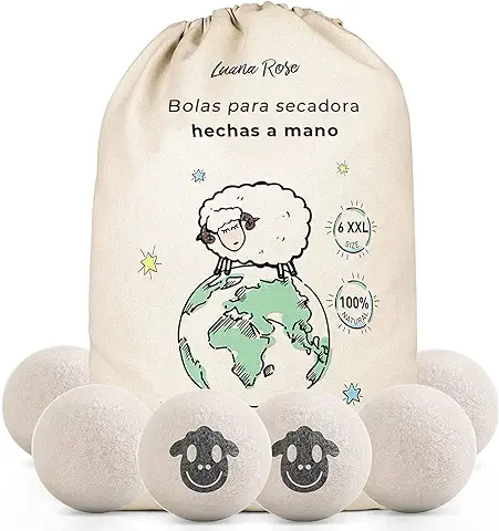 Launa Rose Bolas para Secadora - El Suavizante Natural de 100% Lana de Oveja - Pelotas de Secadora - Bolas para la Ropa, de Lana, Como Suavizante, Plumón - Bolas de Fieltro XXL (Set de 6)  