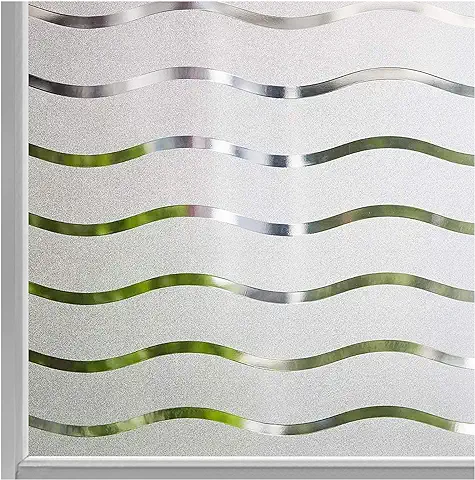LEMON CLOUD Vinilo Ventana Privacidad Vinilo Cristal Ventana Autoadhesivo Estática Cristal Ventana Pegatina Translúcido Anti UV Decorativos Oficina Cocina Patrón de Ondas 30x200CM  